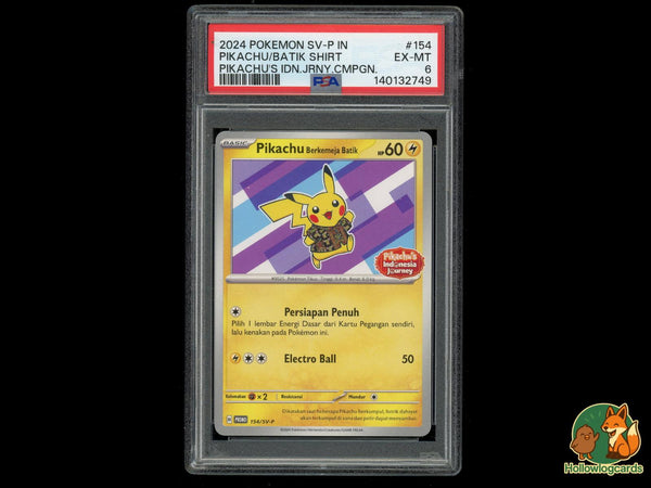 Graded Pikachu In Batik Shirt (154) Indonesian Sv - p Promo - PSA 6