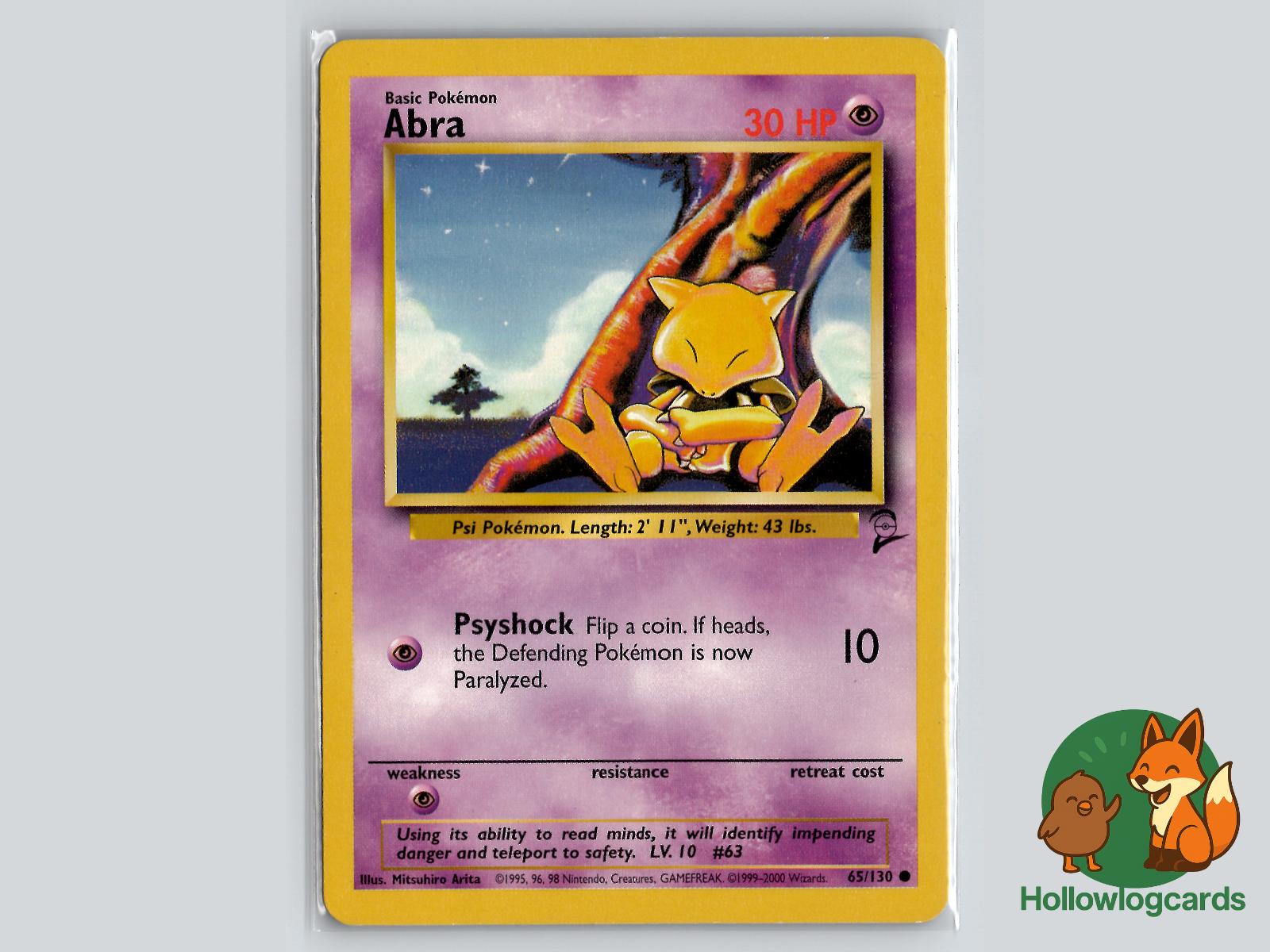 1999 abra pokemon card Single TEAM ROCKET (1ST Edition) If heads Abra Pokemon Trading Card -