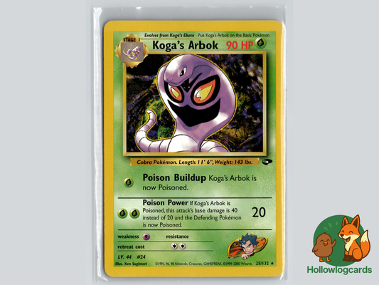 Kogas Arbok - 25/132 - GYM CHALLENGE - Rare Vintage WOTC