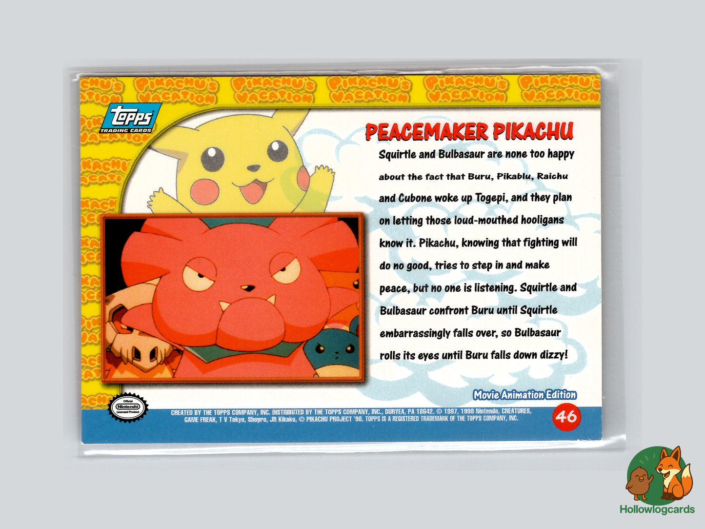 Peacemaker Pikachu (Squirtle Bulbasaur) - 46 - Topps - 1999 - Vintage