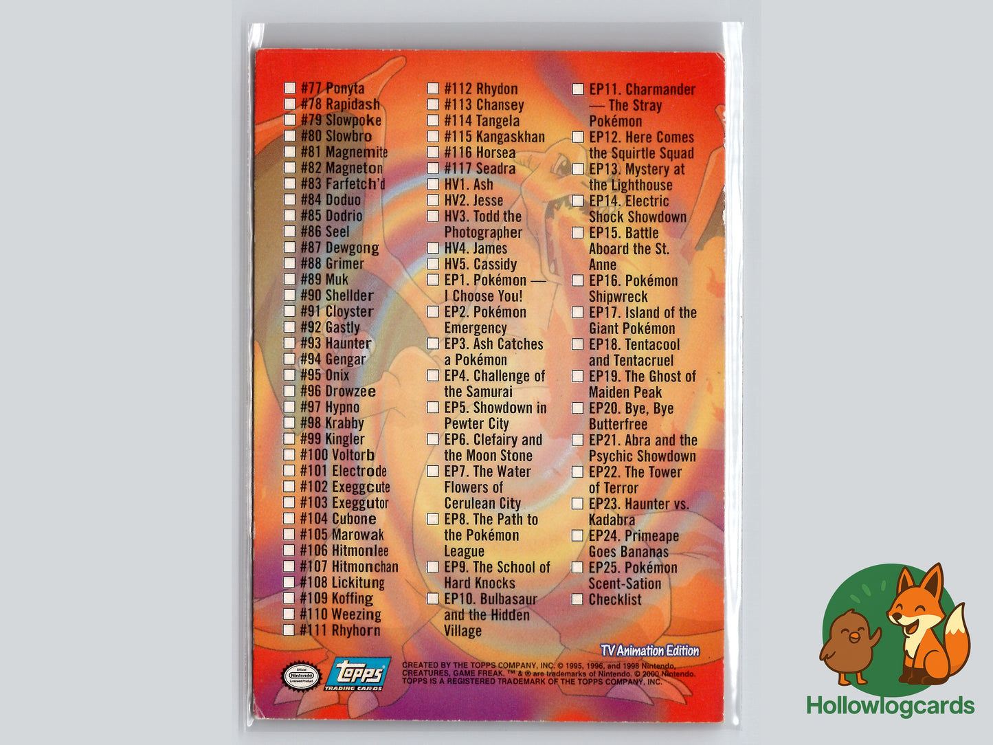 Series 2 Pack Checklist - Topps - 1999 - Vintage