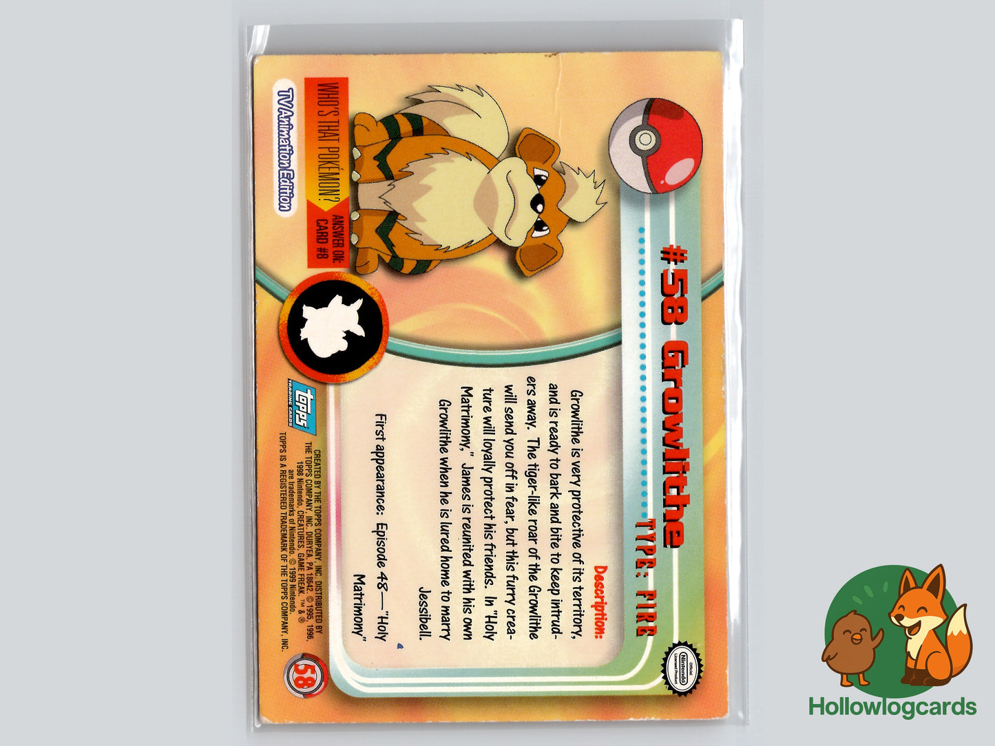 Growlithe - #58 - Topps - 1999 - Vintage