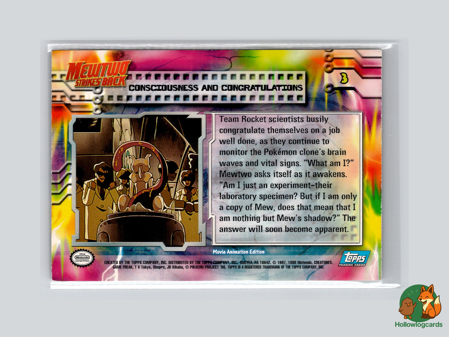 Consciousness and Congratulations Mewtwo - #3 - Topps - Rainbow Holo