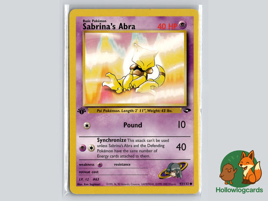 1st Edition - Sabrina's Abra - Gym Challenge 93/132 - WOTC - - Sugimori