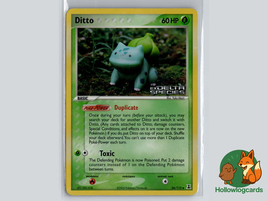 Ditto (Bulbasaur) (36/113) - Reverse Holo Stamped - Delta Species - Midera - Morii
