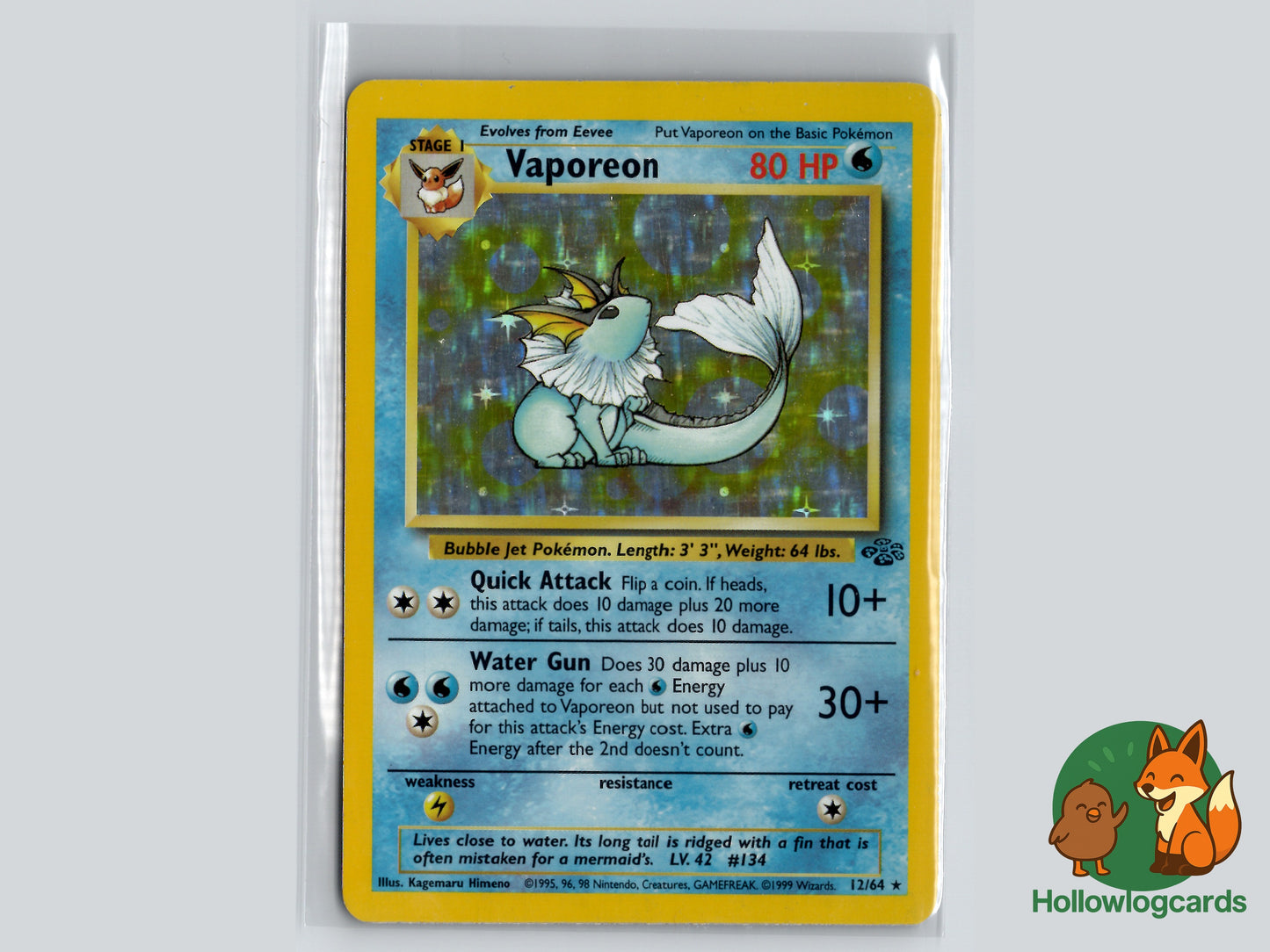 Vaporeon (12/64) - HOLO - Jungle - Rare - WOTC