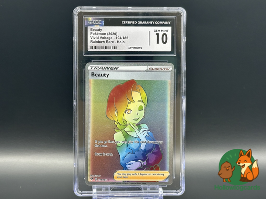 Graded Beauty (194/185) - Vivid Voltage - Rainbow - Rare Foil/Holo Sword and Shield CGC 10 - Modern