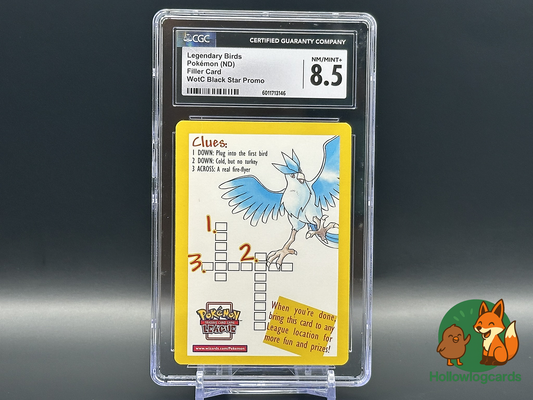 Graded Legendary Birds Filler Articuno Zapdos - WotC Black Star Promo - CGC 8.5