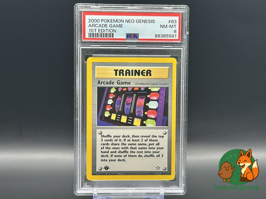 Graded 1st Edition Arcade Game CENSORED (83/111) - Neo Genesis - Rare PSA 8