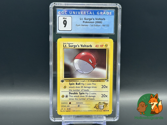 Graded 1st Edition - Lt. Surge’s Voltorb - Gym Heroes 79/132 - WOTC - Kusube - CGC 9
