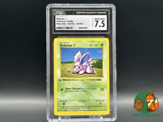 Graded 1st Edition - Nidoran - Base Set 55/102 - WOTC - CGC 7.5 - Sugimori