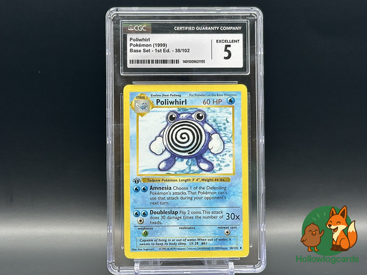 GRADED - 1st Edition - Poliwhirl - Base Set 38/102 - WOTC - CGC 5 - Sugimori