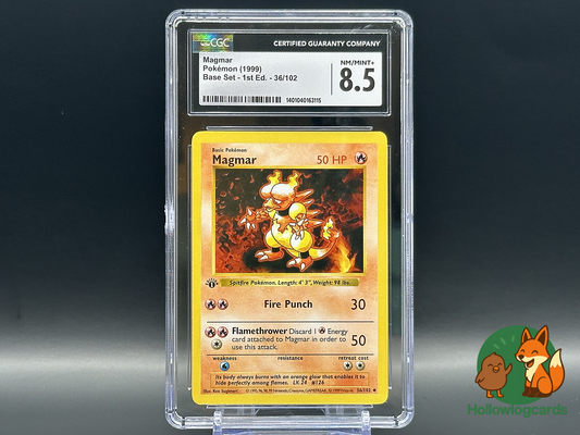 Graded 1st Edition - Magmar - Base Set 36/102 - WOTC - CGC 8.5 - Sugimori