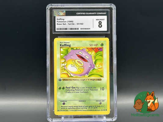 Graded 1st Edition - Koffing - Base Set 51/102 - WOTC - CGC 8 - Arita