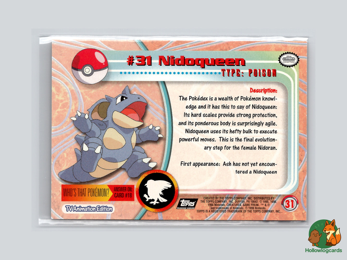 Nidoqueen (#31) Chrome Foil - Topps Trading Cards Series 1