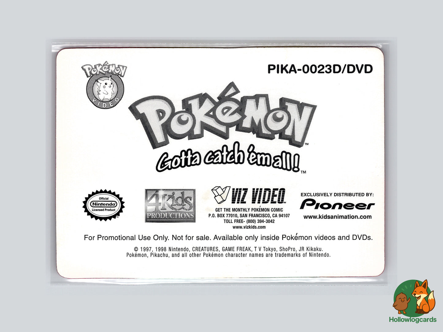 Squirtle - 1998 Viz Promo Lenticular - PIKA-0023D