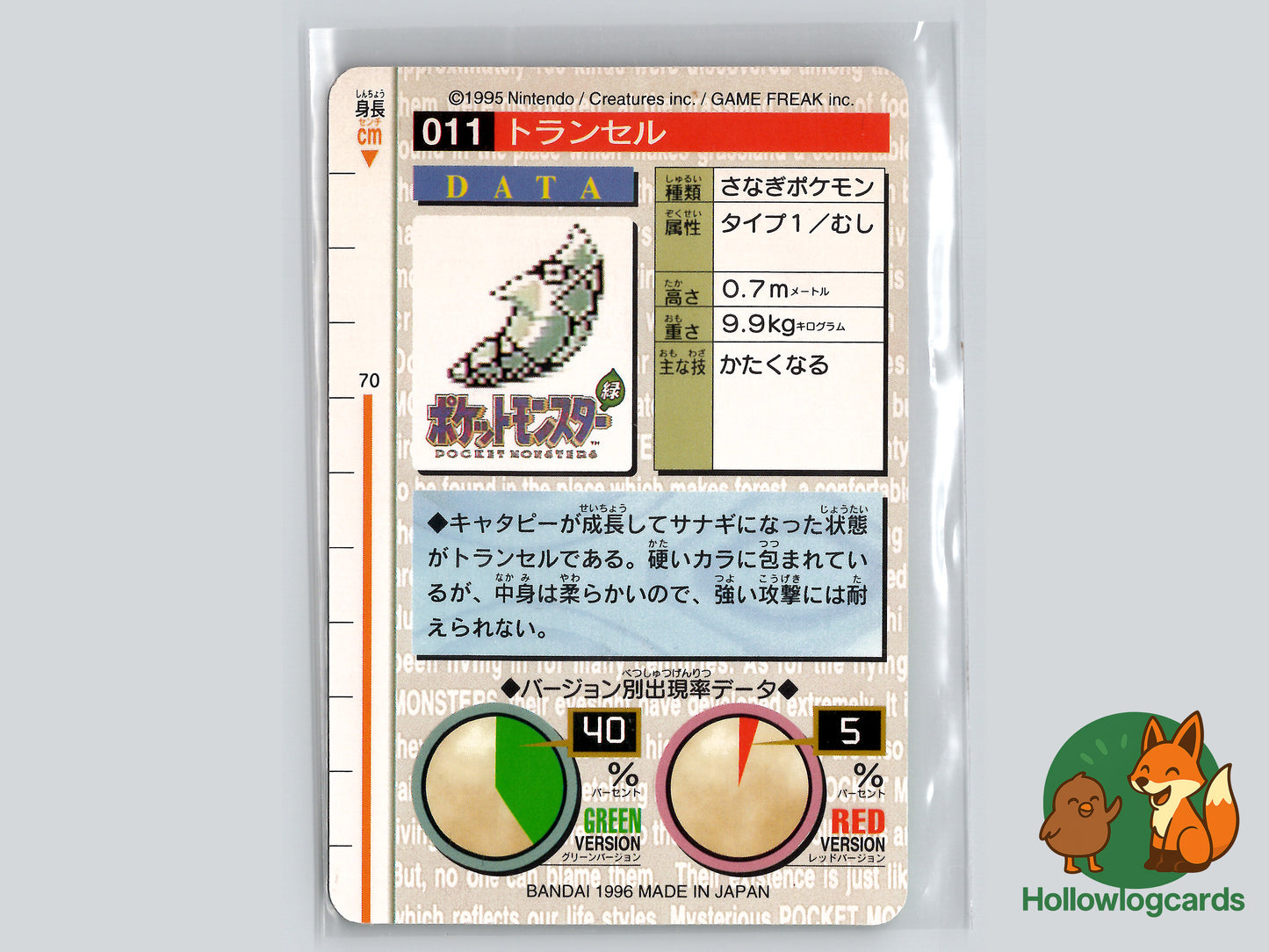 Metapod - No.011 - Bandai Carddass 1996 (JAP)