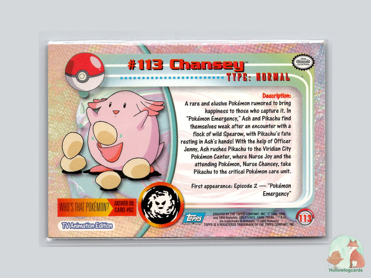 Chansey (#113) Chrome Foil - Topps Chrome Trading Cards Series 2