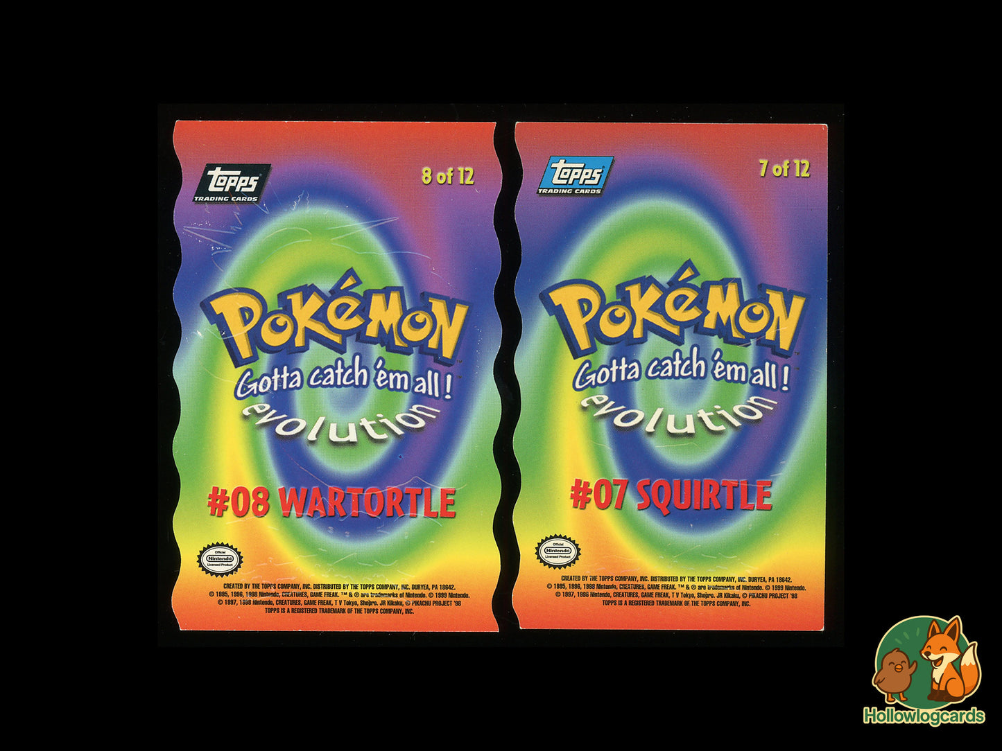 Squirtle and Wartortle - #07 and 08 - Topps - Die-Cut Embossed