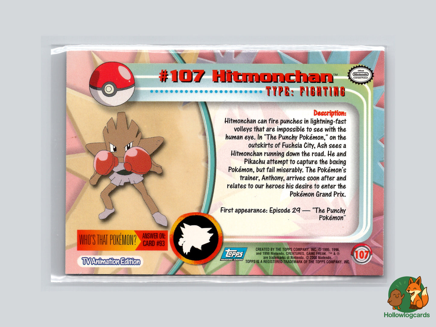 Hitmonchan (#107) Chrome Foil - Topps Trading Cards Series 2