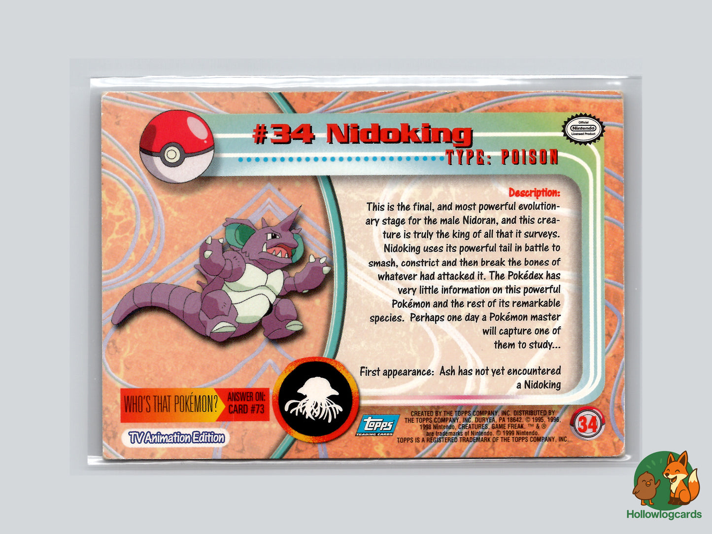 Nidoking (#34) Chrome Foil - Topps Trading Cards Series 1