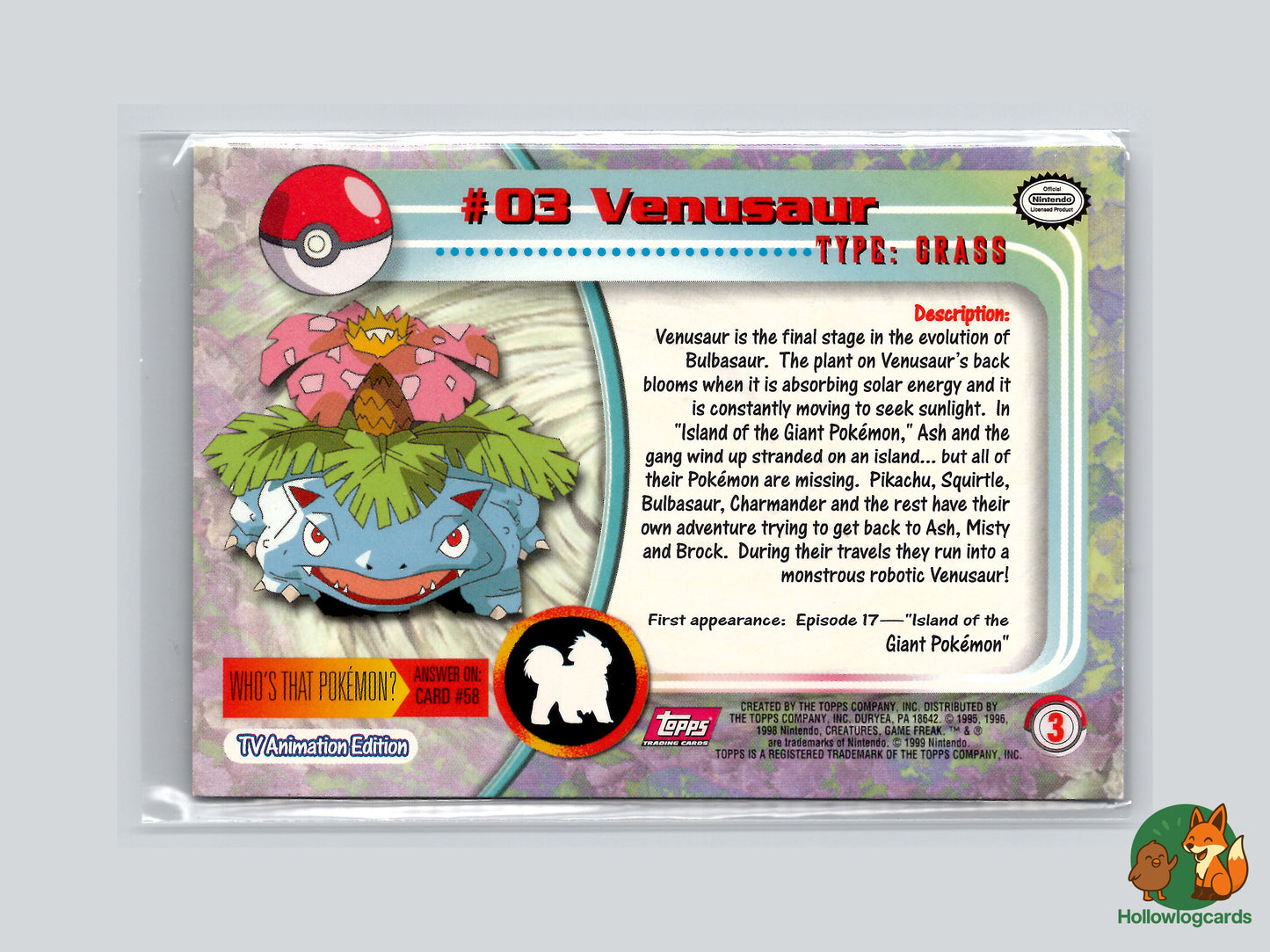 Venusaur (#3) - Topps Trading Cards Series 1
