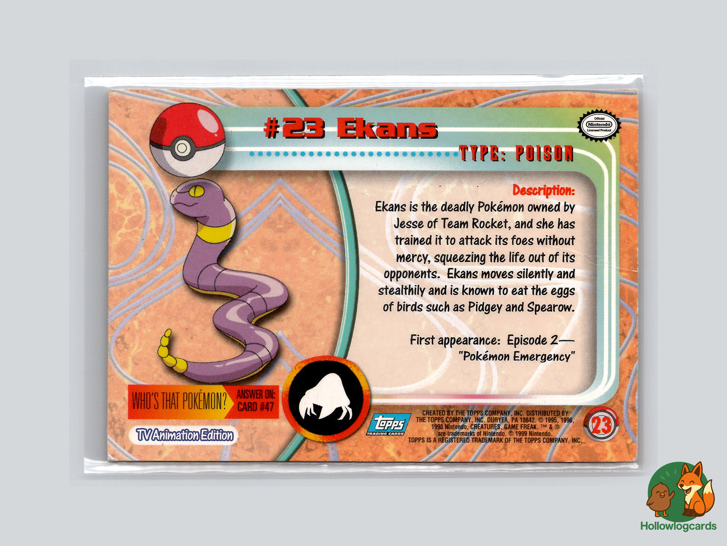 Ekans (#23) - Topps Trading Cards Series 1