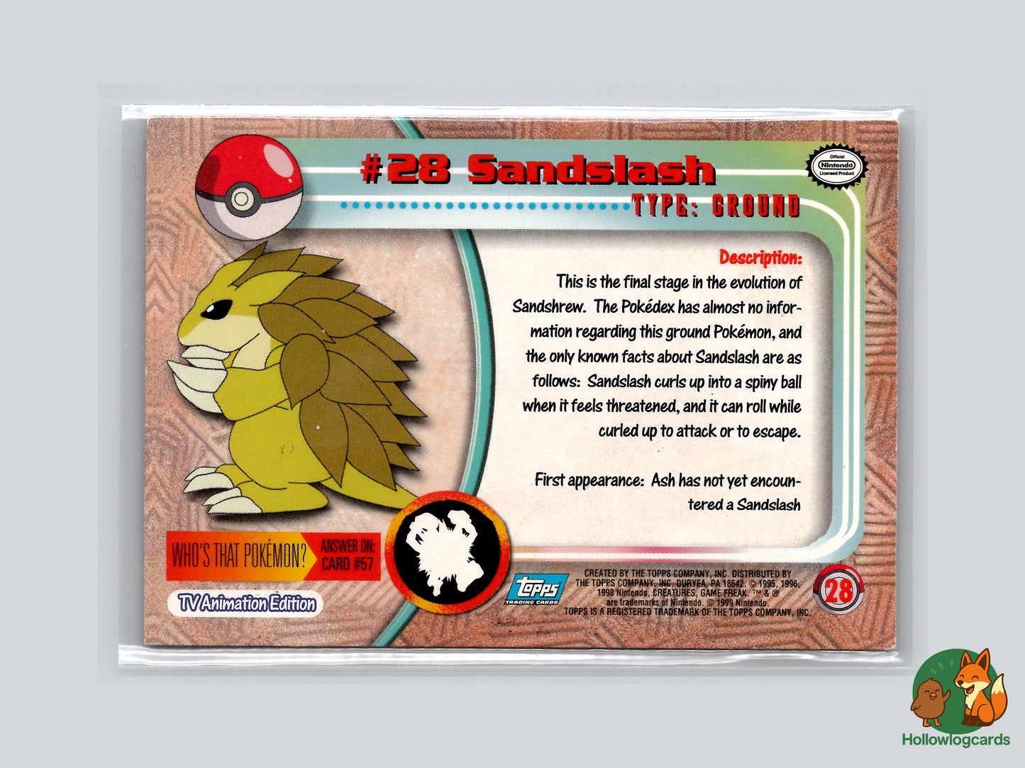 Sandslash (#28) - Topps Trading Cards Series 1