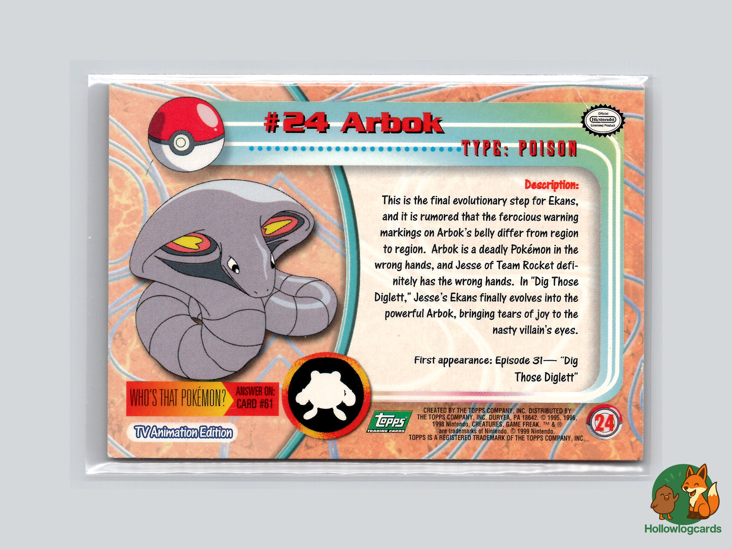 Arbok (#24) - Topps Trading Cards Series 1