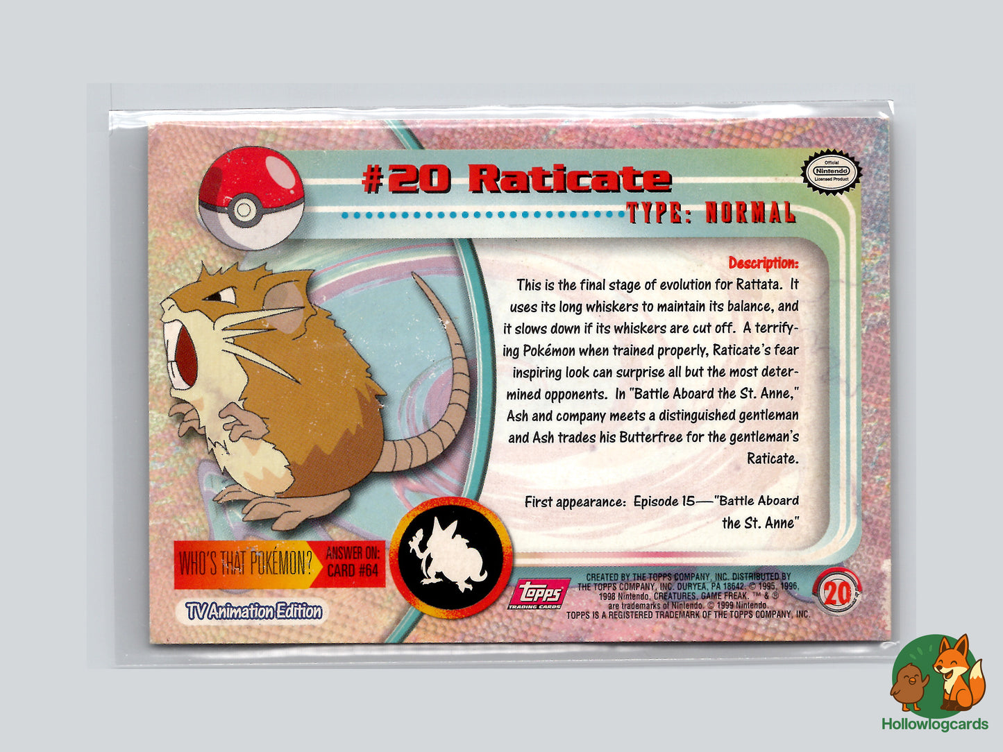 Raticate (#20) - Topps Trading Cards Series 1