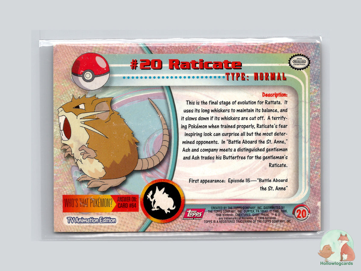 Raticate (#20) - Topps Trading Cards Series 1