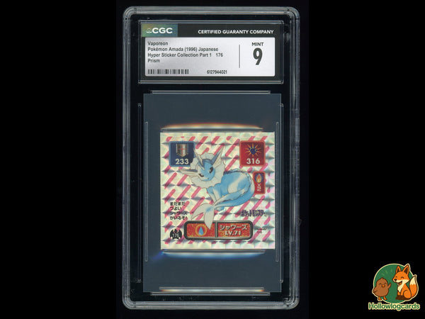 Graded Vaporeon (176) Amada Hyper Sticker Collection Part 1 - CGC 9 - Jap