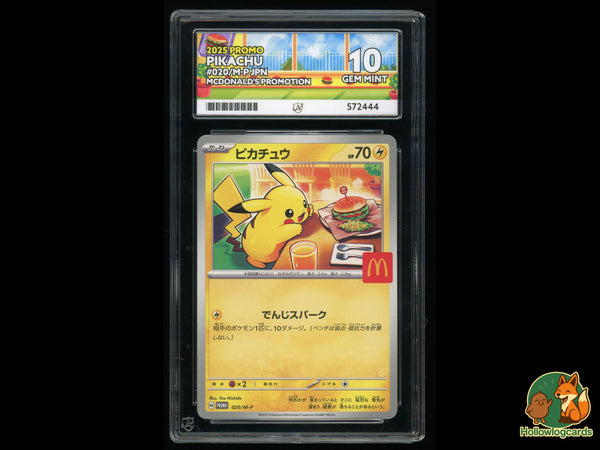 Graded Pikachu (Burgerchu McDonalds) (020/M - P) Promo - ACE 10 - Jap