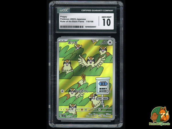 Graded Pidgey (118/108) Ruler Of The Black Flame - CGC 10 - Jap