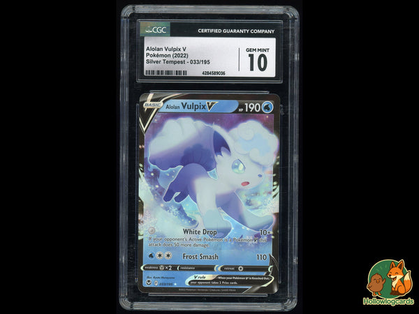 Graded Alolan Vulpix V (033/195) Silver Tempest - CGC 10