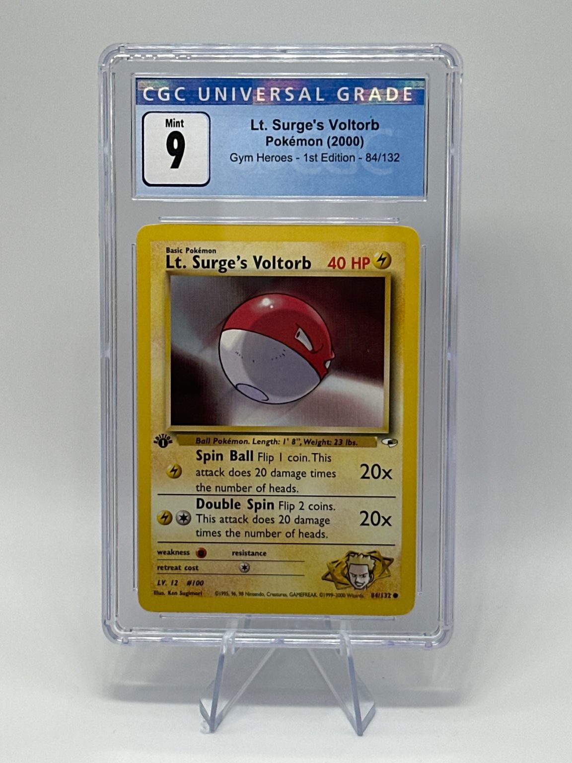 Graded 1st Edition - Lt. Surge’s Voltorb - Gym Heroes 79/132 - WOTC - Vintage - Kusube - CGC 9