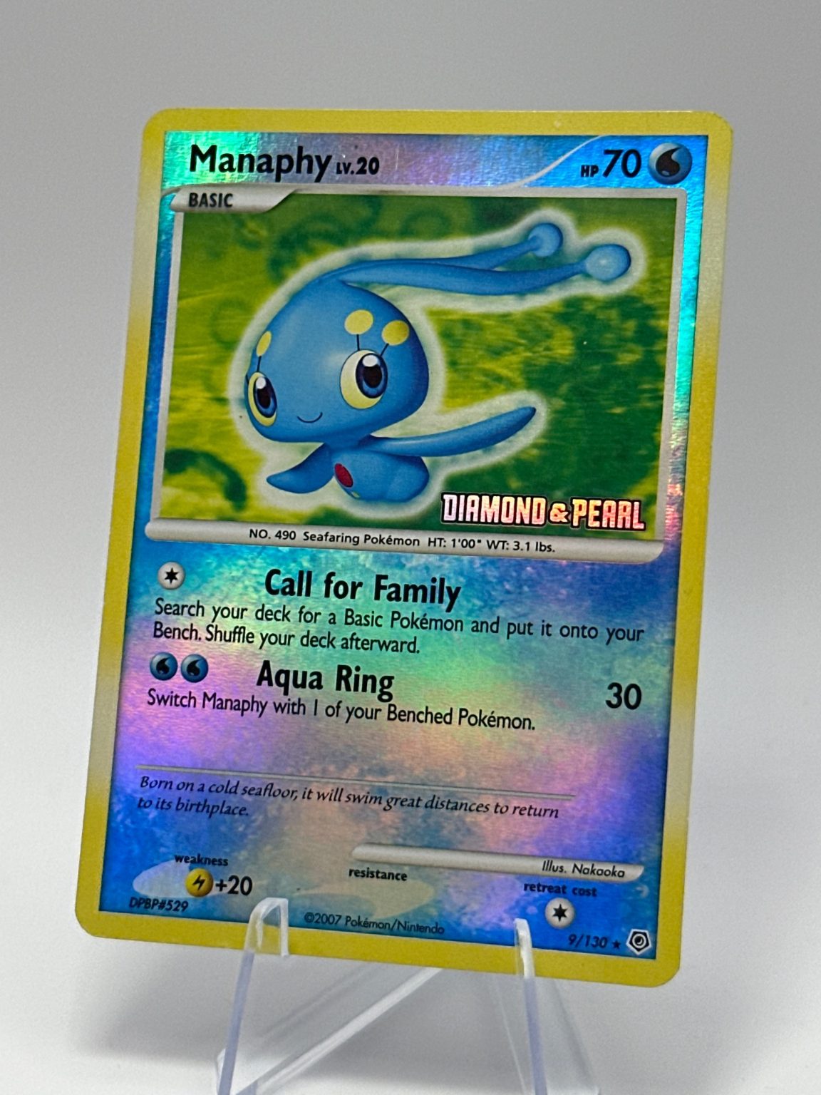 Manaphy - Reverse holo STAMPED 9/130 Diamond and pearl