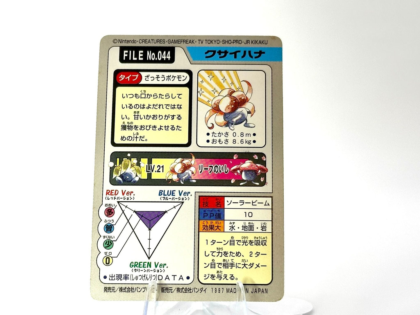 Gloom 1997 Pokemon Carddass - FILE No.044 - Vintage Bandai - Japanese Rare