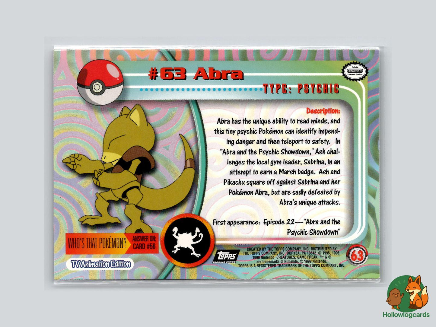 Abra (#63) - Topps Trading Cards Series 1