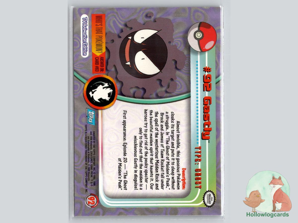 Gastly (#92) - Topps Trading Cards Series 2