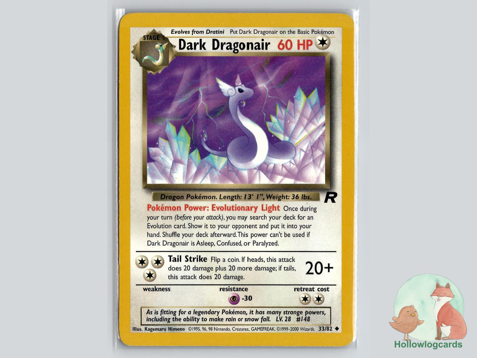dark dragonair pokemon card (33/82) - Team Rocket Evolutionary Light NEW - Pokémon McDonald Gold Star Cards:Metagross Feature_Oversize