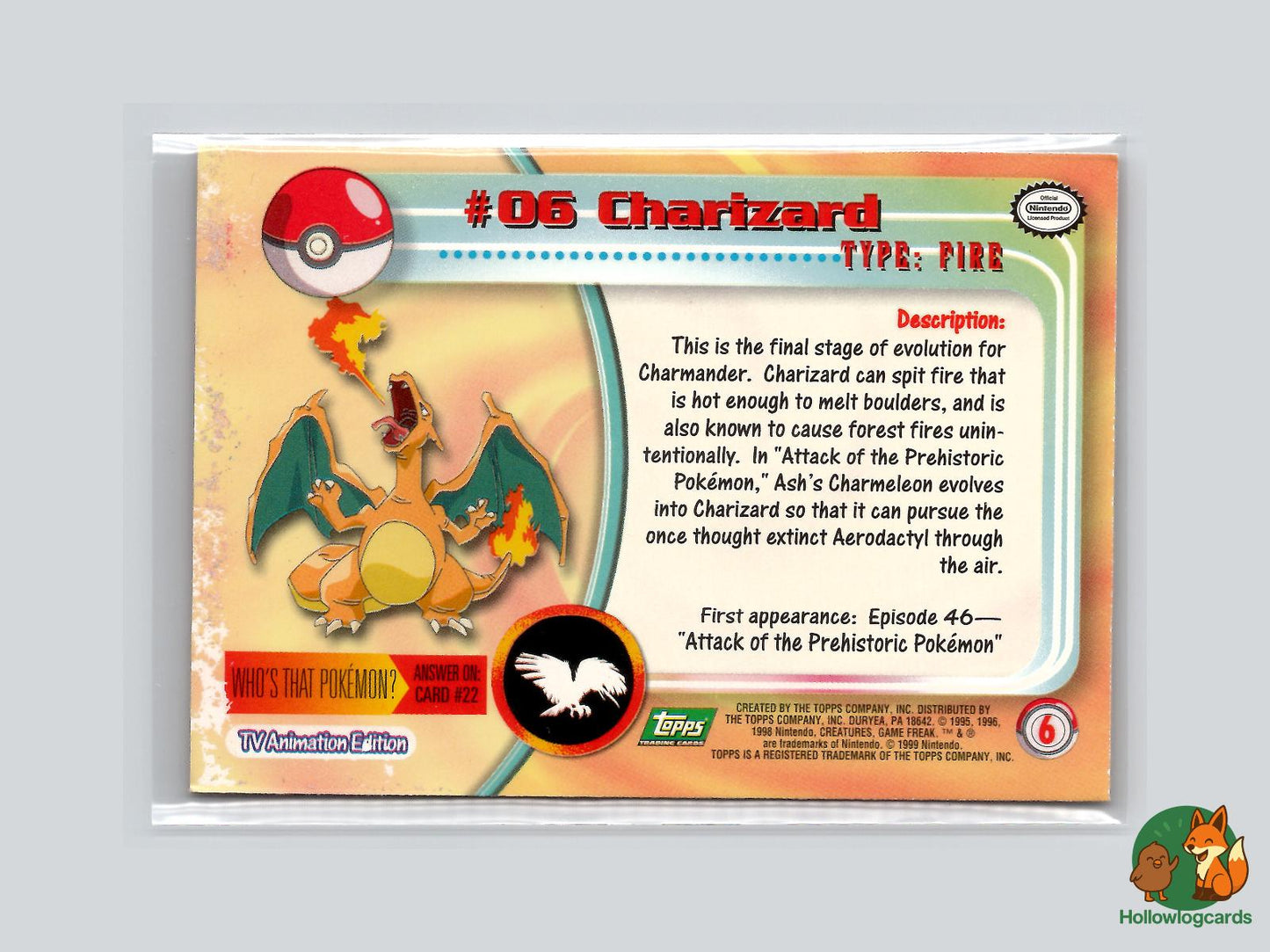 Charizard (#6) - HP/DMG - Topps Trading Cards Series 1