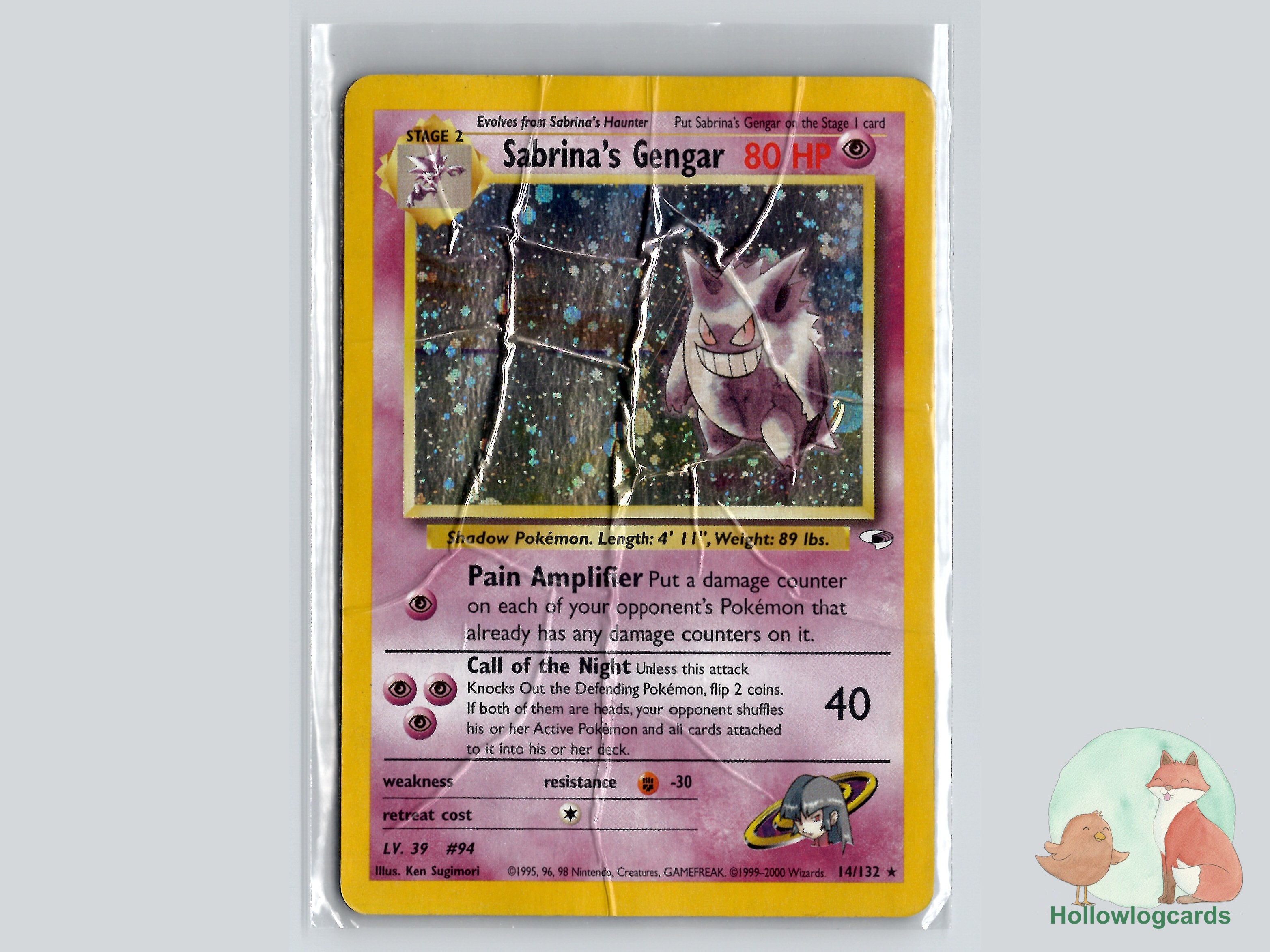 sabrinas gengar pokemon card (14/132) - Gym Heroes - Holo - HP captures the character in pricing:retail Deck Commander Precon - Strategy