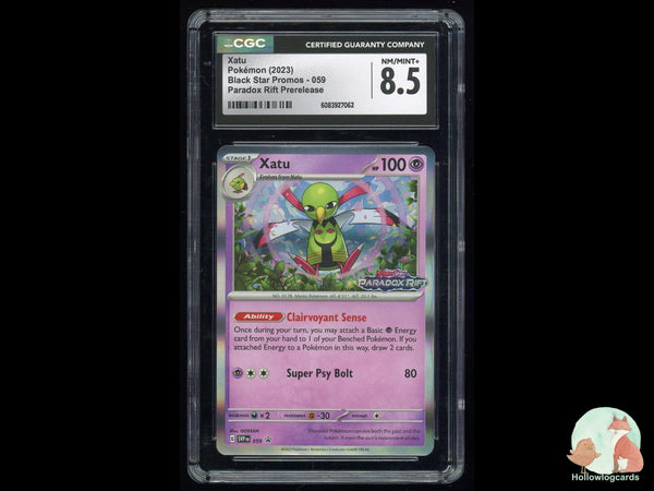 Graded Xatu (059) Paradox Rift Prerelease Black Star Promos - CGC Nm/Mint+ 8.5
