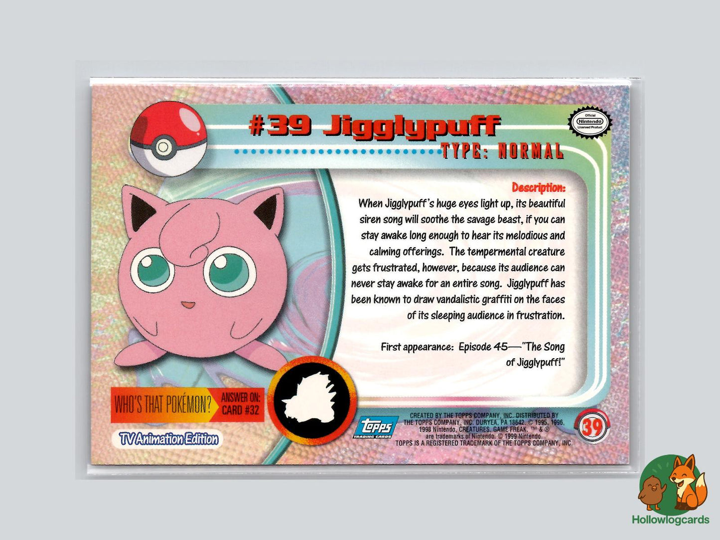 Jigglypuff (#39) - Topps Trading Cards Series 1