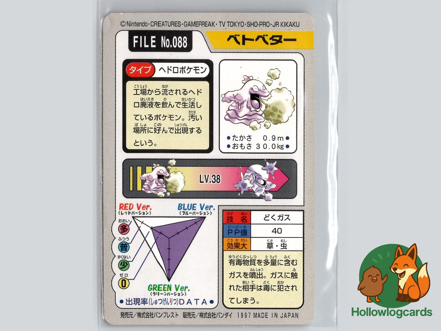 Grimer (NO. 088) - Bandai Carddass Series 3 - 4 - Jap