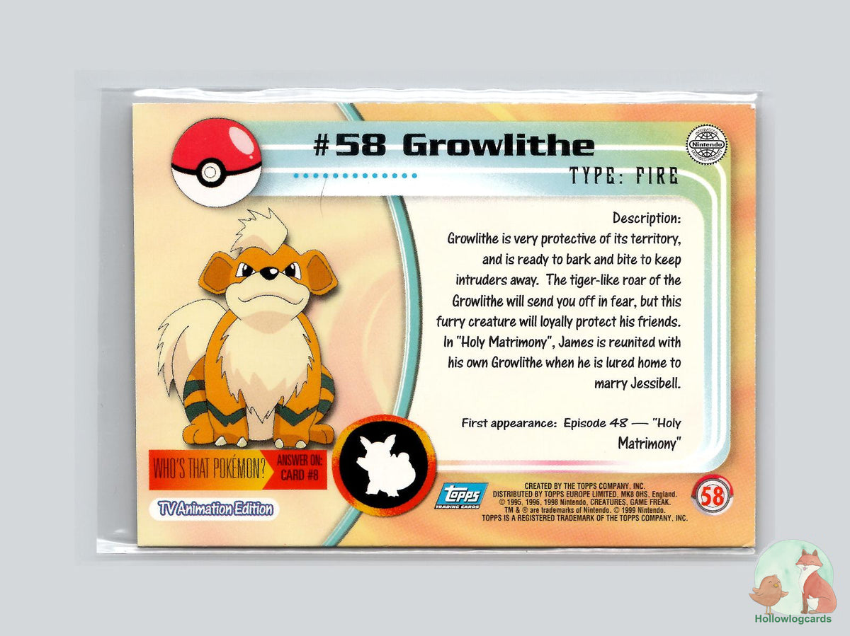 Growlithe (#58) Chrome - Topps Trading Cards Series 1