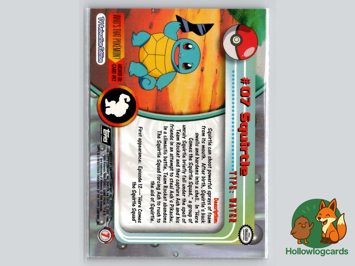 Squirtle (#7) - Topps Trading Cards Series 1
