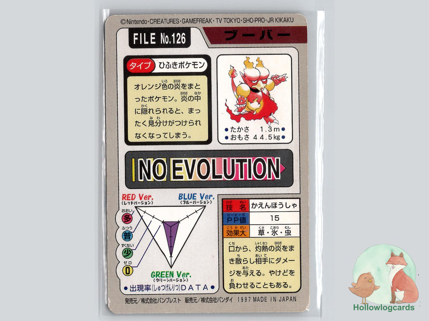 Magmar (NO. 126) - Bandai Carddass Series 3 - 4 - Jap