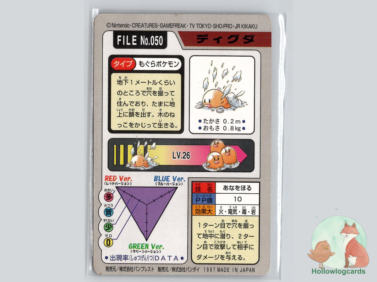 Diglett (050) - Bandai Carddass Series 3-4 - 1997 - JAP